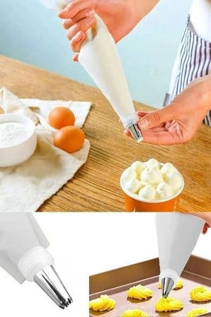 Özel Üretim Pasta Süsleme Aparatı Paslanmaz Çelik Uçlu Profesyonel Hijyenik Krema Sıkma Seti 10 Parç