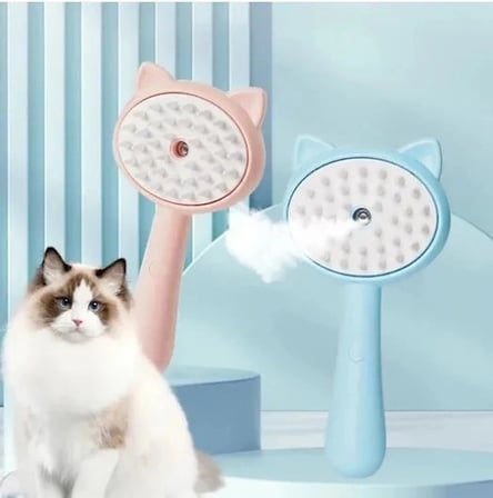 Kedi ve Köpekler İçin Buharlı Masaj Tarağı Tüy Fırçası Evcil Hayvan Aksesuarı Silikon Uçlu Tarak