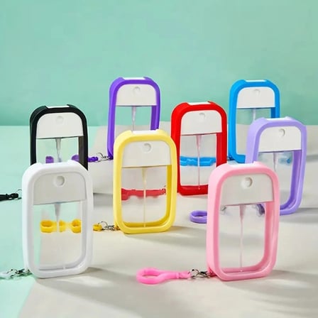 Özel Üretim 45 ml Plastik Parfüm Alkol Dezenfektan Cep Boy Silikon Kılıflı Anahtarlıklı Sprey Şişesi