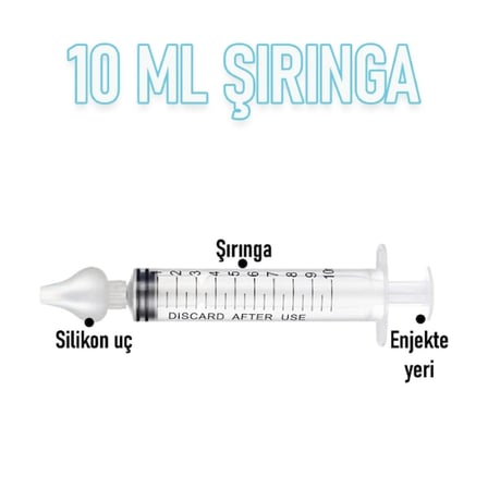 Özel Üretim Silikon Uçlu 10ml Hijyenik Nazal Aspiratör Takımı 2'li Bebek Burun Temizleme Şırıngası