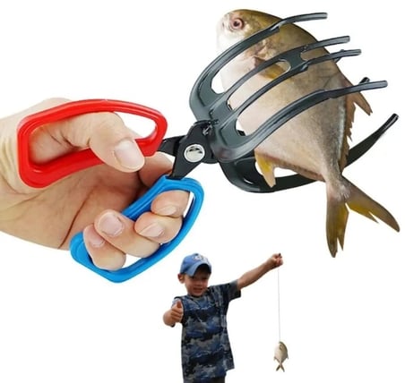 #Maşa Balıkçılık Güvenli Sağlam Kaymaz Ergonomik Metal Pratik 3 Pençeli 11 Cm Balık Sabitleyici Maşa