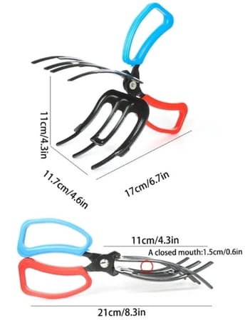 #Maşa Balıkçılık Güvenli Sağlam Kaymaz Ergonomik Metal Pratik 3 Pençeli 11 Cm Balık Sabitleyici Maşa