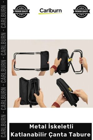 #Tabure Portatif Hafif Kamp Piknik Balıkçı Dayanıklı Metal İskeletli Katlanabilir Çanta Tabure