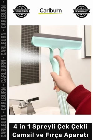 Özel Üretim Pratik Mikrofiber Bezli Profesyonel Yüzey 4 in 1 Spreyli Çek Çekli Camsil Fırça Aparatı