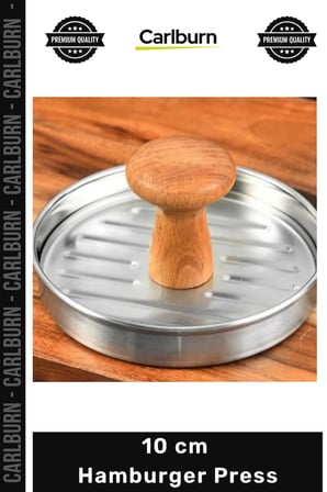 #Press Profesyonel Metal Köfte Şekillendirici Ahşap Saplı Dayanıklı Kalıp 10 cm Hamburger Press