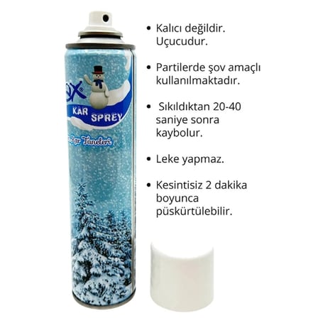 #KarSpreyi Parti Kutlama Sahne Gösterisi Leke Yapmayan Uçucu Eğlence Kar Taneli Spreyi 300 ml