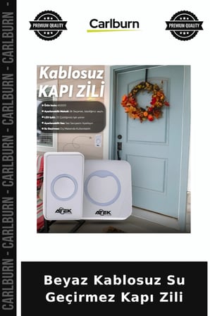 Beyaz Kablosuz Su Geçirmez Kapı Zili Kolay Montaj Güvenlik Giriş Ürünü