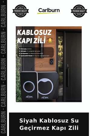 Siyah Kablosuz Su Geçirmez Kapı Zili Teknik Alet Çalışma Odası Pratik Cihaz