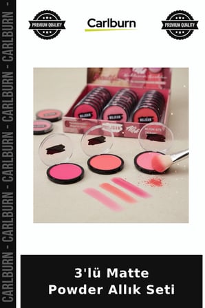 Özel Üretim Makyaj Yanak Kozmetik 3'lü Matte Powder Allık Seti