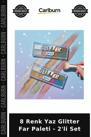 Özel Üretim Makyaj 8 Renk Yaz Glitter Far Paleti - 2'li Set