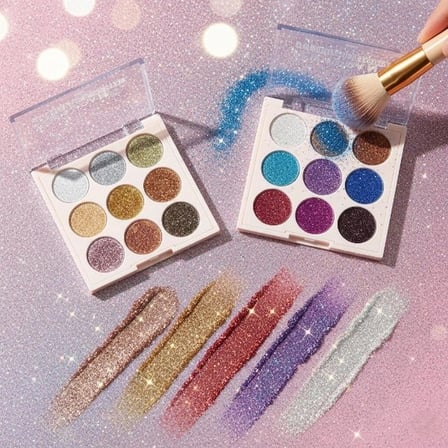 Özel Üretim Işıltılı Simli Makyaj Göz Farı 9 Renk Glitter Diamond Far Paleti - 2'li Set