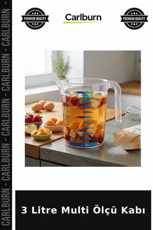 Özel Üretim Mutfak Gereci Şeffaf 3000 ml 3 Litre Multi Ölçü Kabı