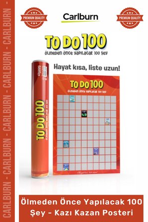 Özel Üretim Hediye Dekoratif İnteraktif Liste Ölmeden Önce Yapılacak 100 Şey Kazı Kazan Posteri