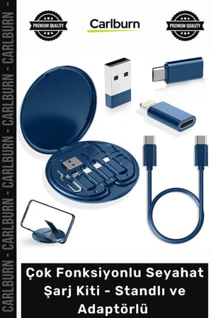 Özel Üretim Type C USB Çok Fonksiyonlu Seyahat Şarj Kiti Standlı Adaptörlü Düzenleyici Kutu