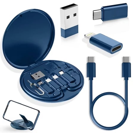 Özel Üretim Type C USB Çok Fonksiyonlu Seyahat Şarj Kiti Standlı Adaptörlü Düzenleyici Kutu