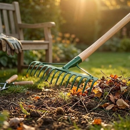 Özel Üretim Yaprak Toplama 14 Dişli Metal Bahçe Tırmığı - 37 cm Genişlik - Dayanıklı Yapı
