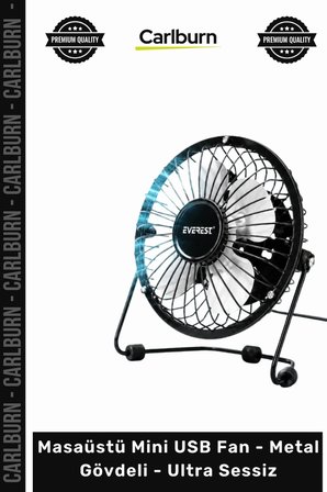 Özel Üretim Siyah Ergonomik Masa Vantilatör Masaüstü Mini USB Fan Metal Gövdeli Ultra Sessiz