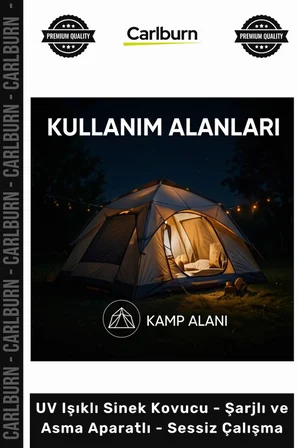Özel Üretim Portatif Kamp Mor İşık Şarjlı Asma Aparatlı Sessiz Çalışma Uv İşıklı Sinek Kovucu