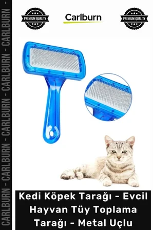 Özel Üretim Profesyonel Ergonomik Kedi Köpek Tarağı Evcil Hayvan Tüy Toplama Tarağı Metal Uçlu