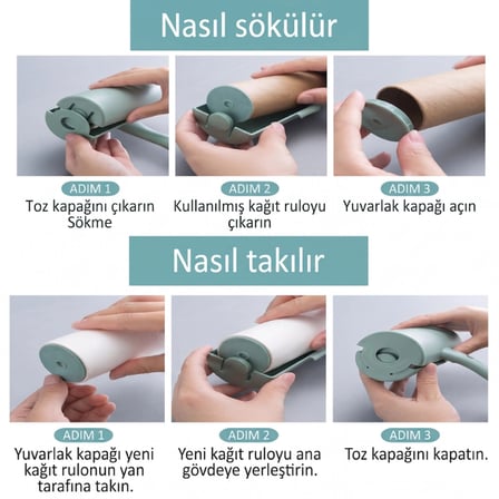 Özel Üretim Kıyafet Koltuk Temizleme Pratik Tüy Toplama Rulosu Kapaklı Ergonomik Taşınabilir