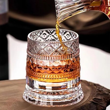 Özel Üretim Lüks Kokteyl Sunum Tasarım Döner 360 Derece Dönen Bardak 280 ml Kristal Cam