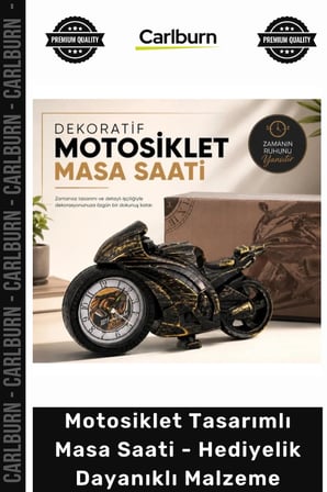 #MasaSaati Estetik Ofis Motosiklet Tasarımlı Masa Saati Dekoratif Hediyelik Dayanıklı Malzeme