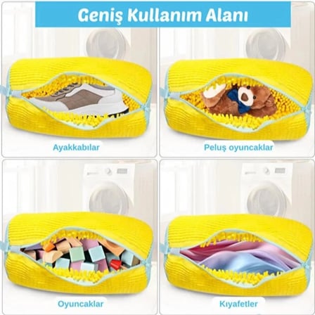 Özel Üretim File Ayakkabı Yıkama Torbası Mikrofiber Astarlı Fermuarlı Geniş Kullanım Alanı