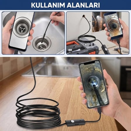 Özel Üretim Endoskop Tesisat 3 Metre Yılan Kamera - Android Destekli - LED Işıklı - IP67 Su Geçirmez