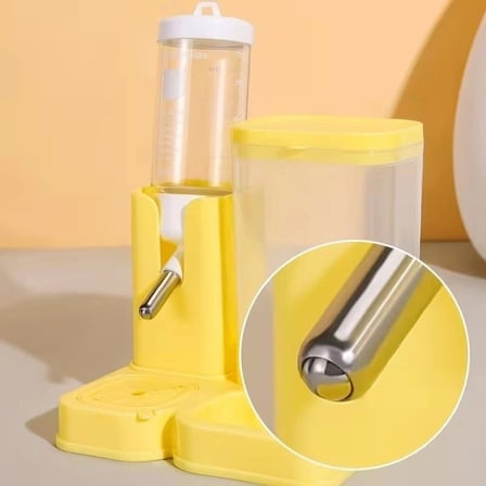 Özel Üretim Besleme Seti Kemirgen Hamster Mama ve Su Kabı - 2'si 1 Arada - 80 ml Su Haznesi