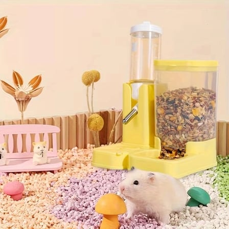 Özel Üretim Besleme Seti Kemirgen Hamster Mama ve Su Kabı - 2'si 1 Arada - 80 ml Su Haznesi