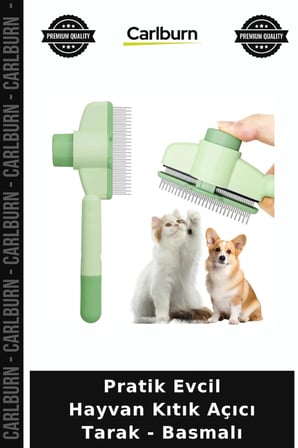 Kedi Pratik Evcil Hayvan Kıtık Açıcı Tarak Basmalı Kendi Kendine Temizlenebilen Tüy Toplama Tarağı