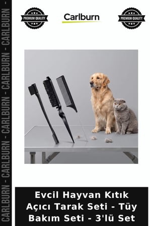 Özel Üretim Kedi Köpek Tarağı Evcil Hayvan Kıtık Açıcı Tarak Seti - Tüy Bakım Seti - 3'lü Set
