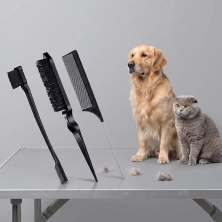 Özel Üretim Kedi Köpek Tarağı Evcil Hayvan Kıtık Açıcı Tarak Seti - Tüy Bakım Seti - 3'lü Set