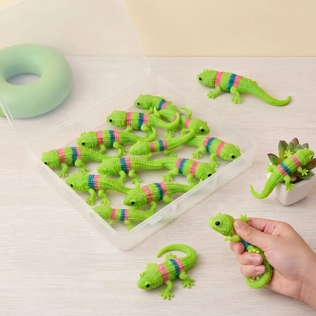 Kertenkele Tasarımlı Squishy - 12'li Paket - Yumuşak Oyuncak Çocuklar İçin Renkli Eğlence Stres Atma
