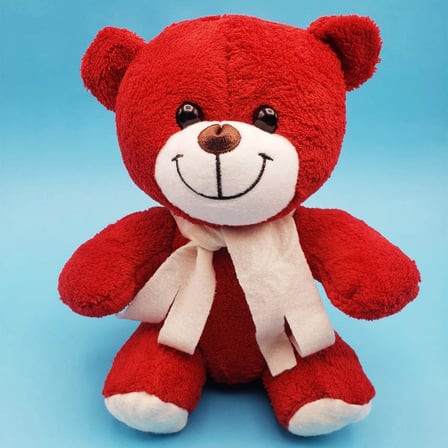 #Ayıcık Kaliteli Peluş Kumaş Dekoratif Sevimli Anlamlı Hediye Kırmızı Peluş Atkı Oyuncak Ayıcık 25cm
