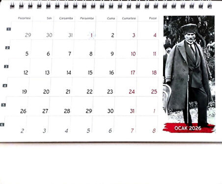 2026 Atatürk görselli piramit masa takvimi