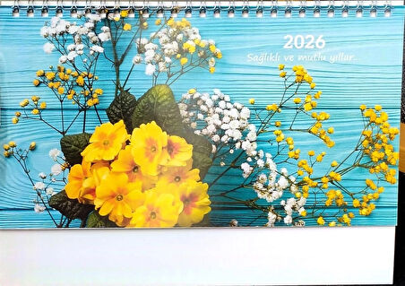 2026 Çiçek  görselli piramit masa takvimi