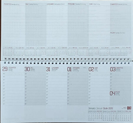 2026   haftalık  masa takvimi