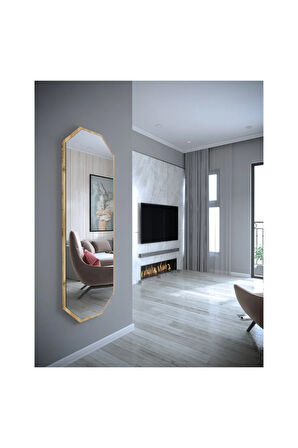 Tarz Design Kece Gold Sekizgen Dekoratif Boy Aynası 150x50 cm