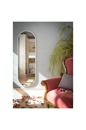 Tarz Design Beyaz Oval Dekoratif Boy Aynası 50x150 Cm