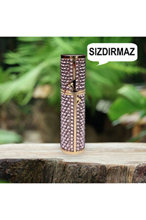 Taşlı Sızdırmaz Taşınabilir Mini Doldurulabilir Boş Küçük Seyahat Cep Parfüm Şişesi-Pembe