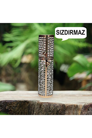 Taşlı Sızdırmaz Taşınabilir Mini Doldurulabilir Boş Küçük Seyahat Cep Parfüm Şişesi-Beyaz