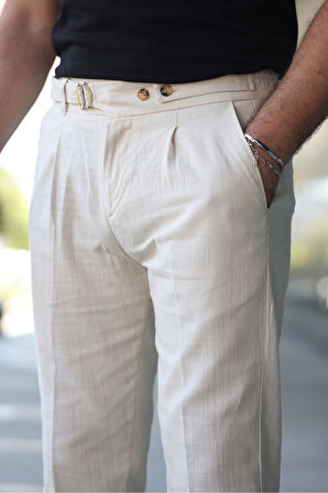 Tasarım İtalyan Model Keten Pantolon