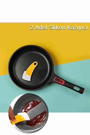 2 Adet Silikon Tava Kazıyıcı Spatula | Yapışmaz Kauçuk Temizleme Spatulası