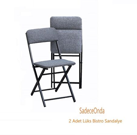 Sandalye  2 Adet Lüks Keten Gri