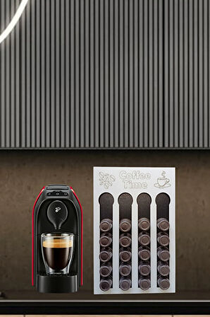 Uyumlu Kapsül Kahve Tutucu Siyah Beyaz Renk 24 Kapsül Kapasiteli Kapsül Standı Organizer