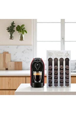 Uyumlu Kapsül Kahve Tutucu Siyah Beyaz Renk 24 Kapsül Kapasiteli Kapsül Standı Organizer