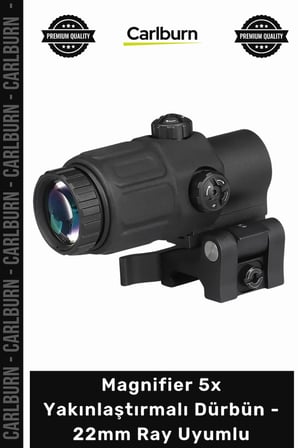 #Dürbün Siyah Taktik Magnifier 5x Yakınlaştırmalı Dürbün 22mm Ray Uyumlu Katlanır Yaylı Ayaklı