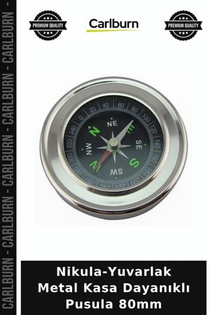 Nikula-Yuvarlak Metal Kasa Dayanıklı Pusula 80mm Keşif Aracı Yürüyüş Malzemesi Kampçi Ekipmanı