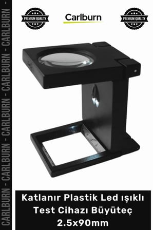 #Büyüteç Masaüstü 2 Ledli Proje Okuma Katlanır Plastik Led ışıklı Test Cihazı Büyüteç 25x90mm